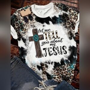 Women's Plus Let Me Tell You About My Jesus Short Sleeve T-shirt sz- XXL
